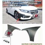 Bayson R ,2016-2018, Honda ,Civic ,Sedan, A Style, Front, Splitters,racing bee