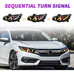 Archaic,Headlights,With,Demon,Eyes,2016-2021,Honda,Civic,Sedan,Hatchback,Sequential,DRL
