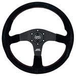 Mugen,Racing,III,Steering,Wheel,350mm,Black,Suede,Red,Stitch