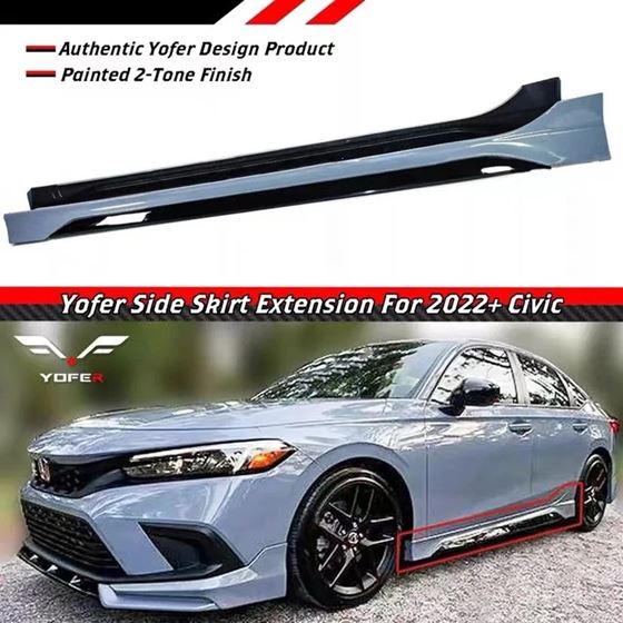 2022+,Honda,Civic,Sedan,Hatchback,Yofer,Side,Skirts,Sonic,Grey