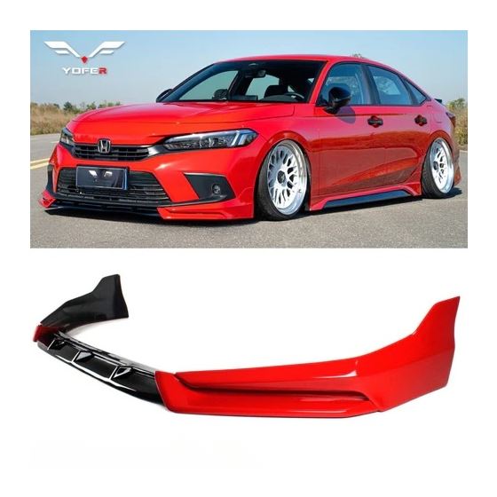 2022-2024 HONDA CIVIC SEDAN YOFER V1 FRONT BUMPER LIP RALLYE RED