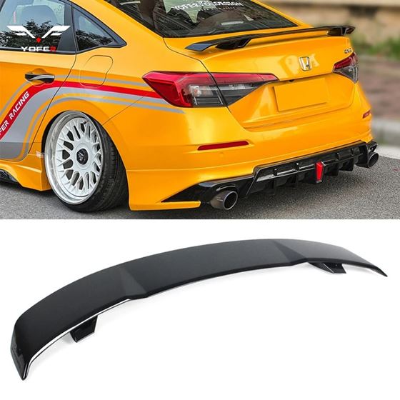 2022-2025 Honda Civic 4dr Sedan Yofer V2 Gloss Black Trunk Lid Spoiler Wing