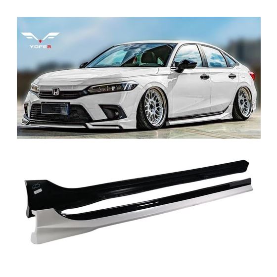 2022+ Honda Civic Sedan/Hatchback Yofer V2 Side Skirts - Platinum White Pearl