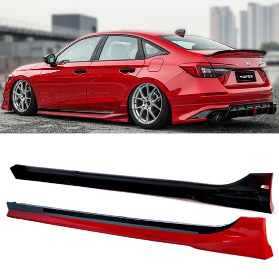 2022+ Honda Civic Sedan/Hatchback Yofer V2 Side Skirts - Rallye Red