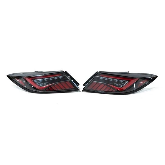 OLM Scythe Style LED Taillights (Clear Lens, Black Base, Red Bar) - 2022-2024 Toyota GR86 / Subaru B