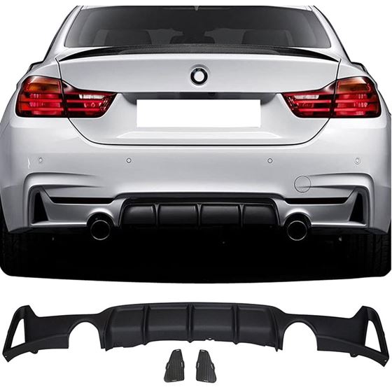 IKONMOTORSPORT M STYLE REAR BUMPER LIP DIFFUSER (DUAL OUTLET) BMW F32 4 SERIES 12-16
