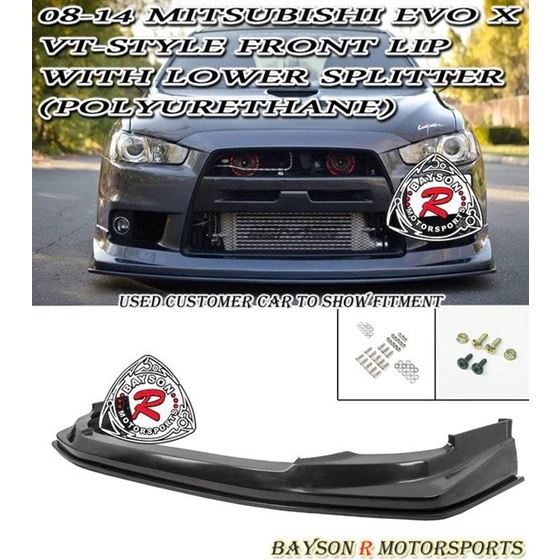 Bayson,R,VT,Style,Front,Lip,with,Lower,Splitter,For,2008-2015,Mitsubishi,Lancer,Evolution,X