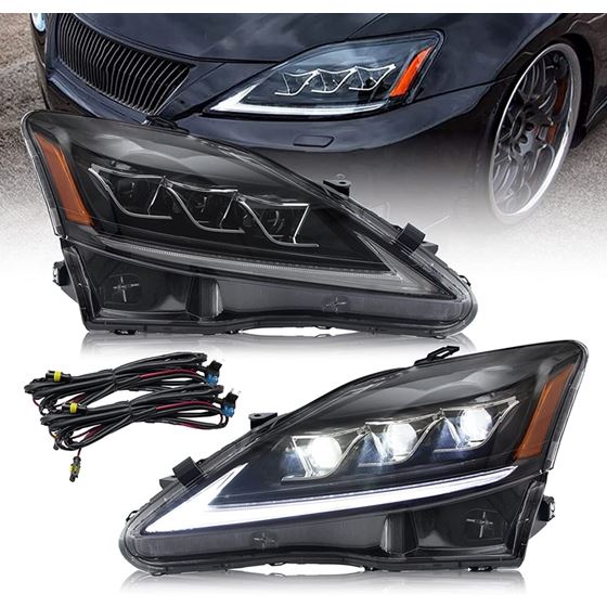 VLAND Full LED Headlights Compatible For 2006-2013 Lexus IS250 IS350 2008-2015 ISF with Sequential T
