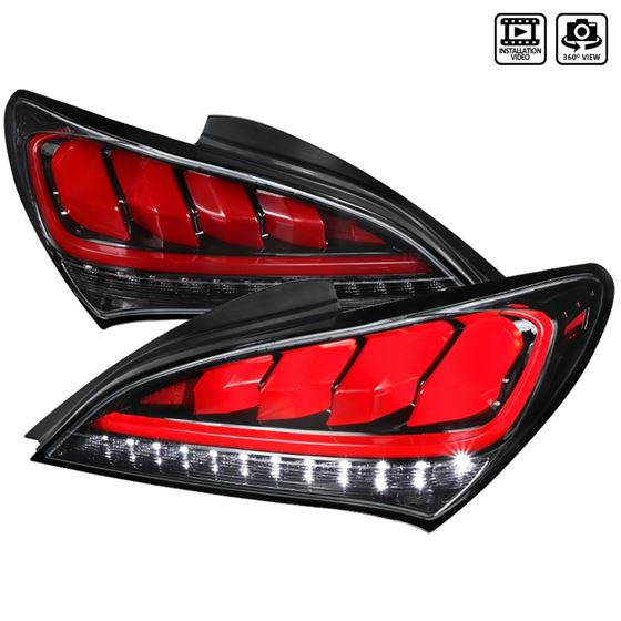SPEC D GROSS BLACK SEQUENTIAL LED TAIL LIGHT HYUNDAI GENESIS COUPE 10-16