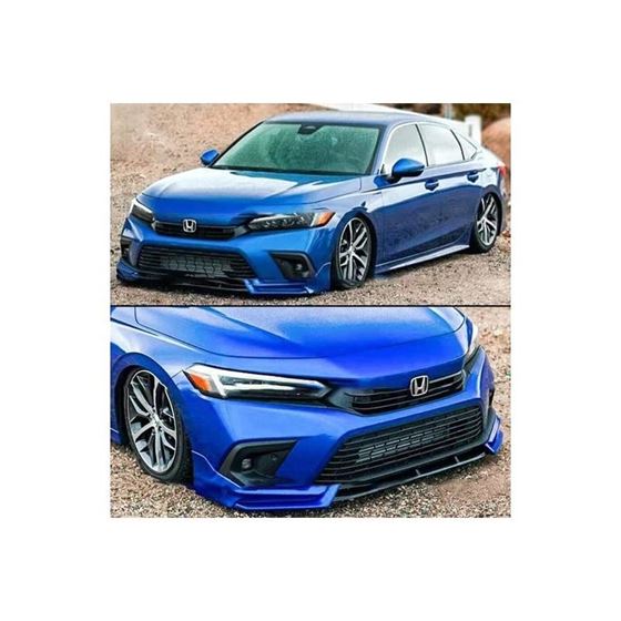 2022+,Honda,Civic,Sedan,Yofer,V2,Front,Bumper,Lip,Aegean,Blue