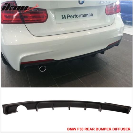 IKONMOTORSPORT M STYLE REAR BUMPER LIP DIFFUSER (SINGLE OUTLET) BMW F30 3 SERIES 12-18