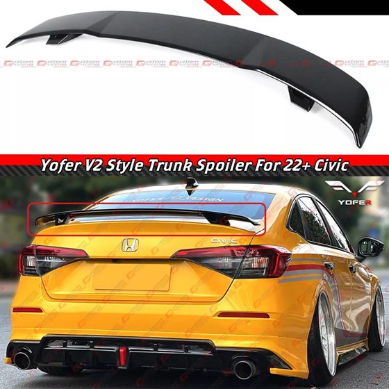 2022-2025 Honda Civic 4dr Sedan Yofer V2 Gloss Black Trunk Lid Spoiler Wing