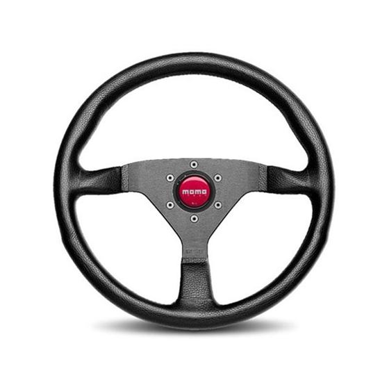 MOMO Monte Carlo 320mm Black Leather Red Horn Steering Wheel