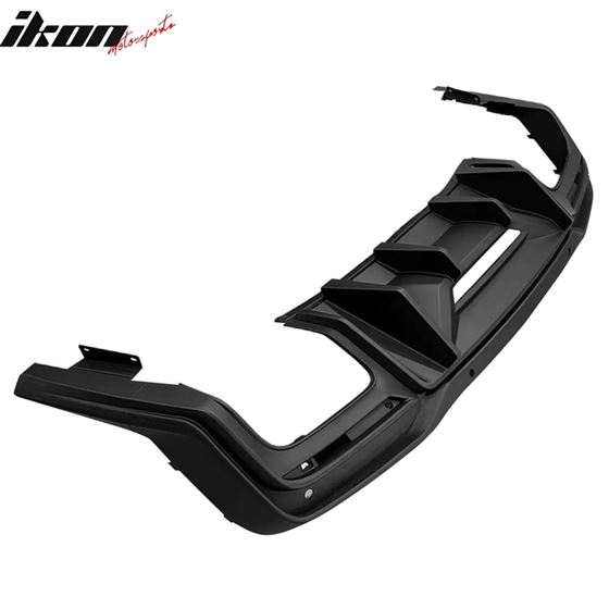 Ikonmotorsports 2024-2025 Ford Mustang Rock Style Matte Black Rear Diffuser Lip PP