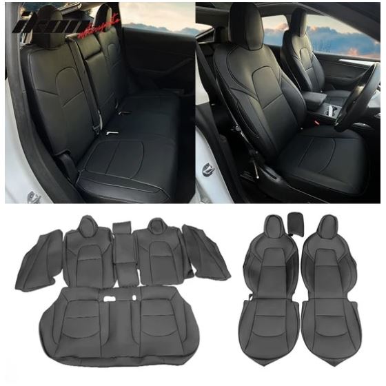 2017-2023,Tesla,Model,3,Front,Rear,5-Seat,Seat,Covers,Leather