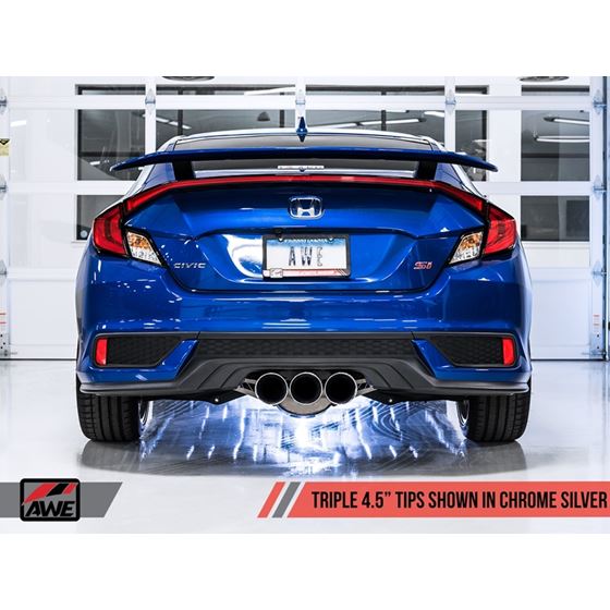 AWE,Tuning,2016+,Honda,Civic,Si,Track,Edition,Exhaust,Front,Pipe,Triple,Chrome,Silver,Tips