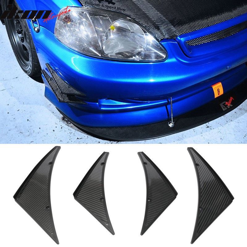 Universal Front Bumper Lip Splitter Fins Spoiler Canards Valence Chin CF Look